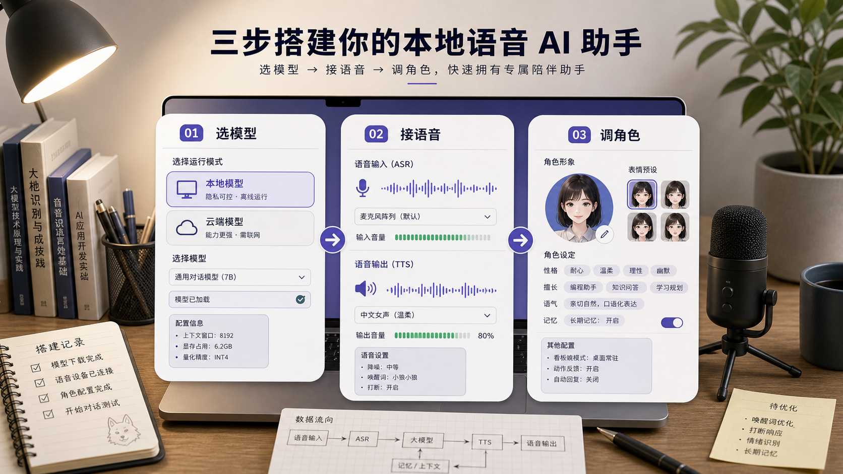先跑通模型，再接语音，再调整角色和感知能力